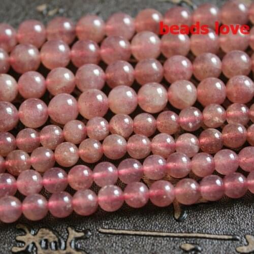 6/8/10mm Natural Genuine Strawberry Quartz Cherry Quartzs Stone Round Loose Beads 15inch Strand For Jewelry Making
