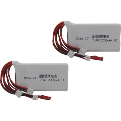 2S 7.4V 2200mah 8C Lipo Battery For Radiolink RC3S RC4GS RC6GS DX6e DX6 For Taranis Q X7 Transmitter 1pcs to 2pcs