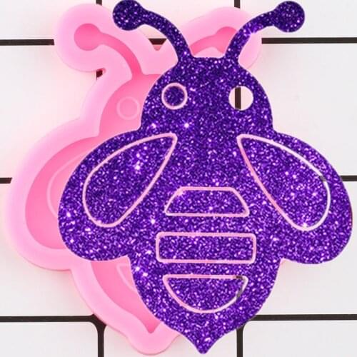 Shiny Bee Silicone Mold Epoxy Resin Craft Keychain Jewelry Making Mould Polymer Clay Pendant DIY Handmade Charms Molds