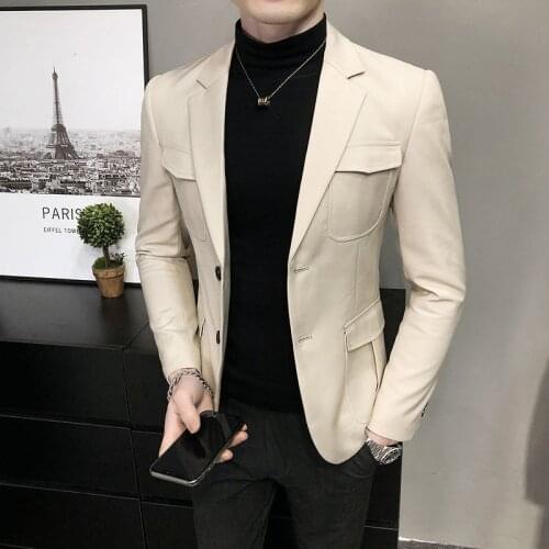 British Business Embroidery Slim Suit Coat Only Jacket Stylish Blazers For Men 2021 Autumn Casual Men Solid Color Blazer Hombre
