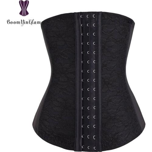Black/nude/white/red color plus size 3 hooks waist trainer sliming waist chinchers shaper floral lace underbust corset 884