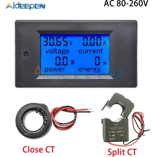 AC 80V-260V 100A Digital Current Voltmeter Ammeter Power Energy Analog Multimeter Tester Watt Amps Volt Meter LCD Panel Monitor