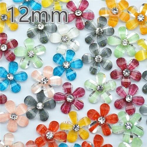 Resin flower mix color flat back flower ornament 12mm 100pcs/lot