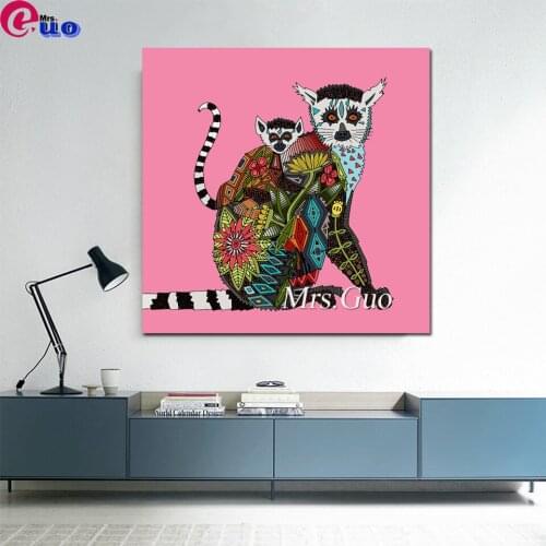 Diy 5d Diamond Painting Animal Round/Square Diamond Mosaic Home Decoration Diamond Embroidery Ring Tailed Lemur handmade Gift