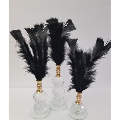EU HOME DECORATION TRIPLE BLACK FEATHER DECOR GOLD COLOR NOZZLE