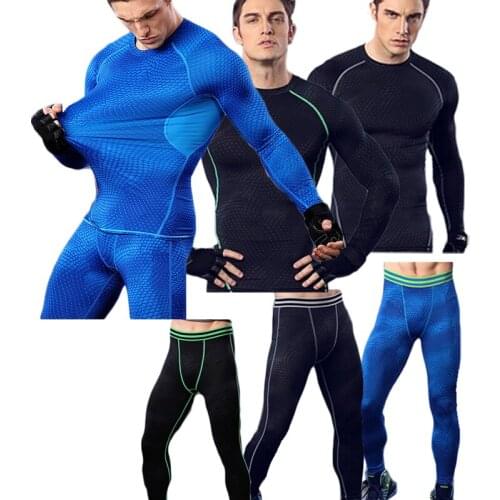 Men Quick Dry Compression Long Johns 3D Two Piece Set Fitness Winter Male Spring Autumn Sports Running Workout Thermal Underwear