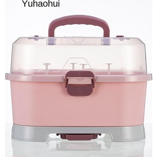 Environmental Protection PP Material Baby Bottle Storage Box Portable Baby Milk Powder Box Dustproof Bottle Drying Rack