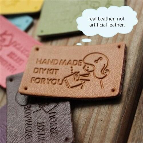 3X4.7CM real leather handmade leather Disc /Hand sewn Decoration diy hand Accessories/Handmade leather handbag labels