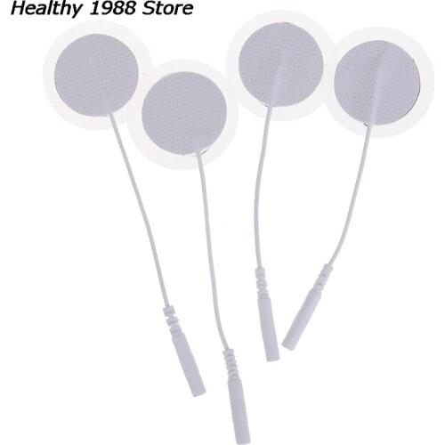 2pcs Round Self-adhesive Reusable Pads Replacement Electrode Pads With Cable Body Massager For Tens Machine New