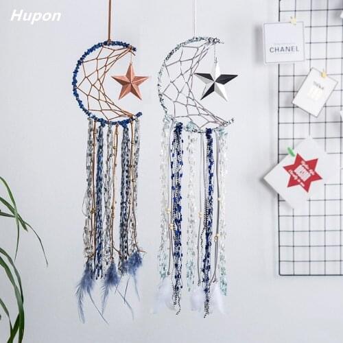 Moon Star Eid Mubarak Decor Dreamcatcher Cotton Hand-Woven Tapestry Wedding Party Ramadan Kareem Mubarak Decor for Home Eid