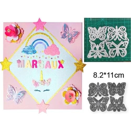 4pcs Butterfly Brithday 2021 metal cutting mold layer background craft template diy scrapbook paper/photo card embossing mold