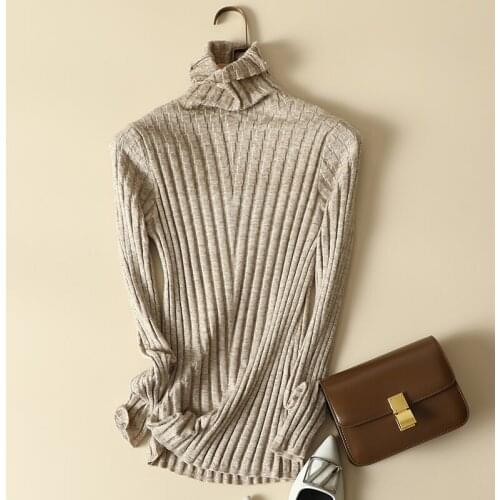 Solid Turtleneck Knitted Women Sweater And Pullovers Winter Office Lady Elegant Pulls Outwear Tops