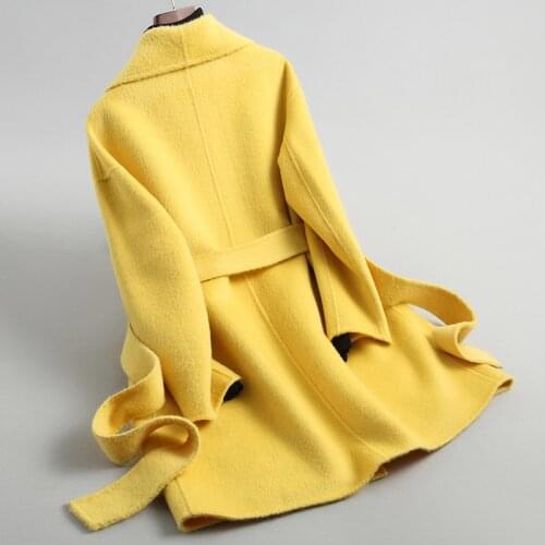 Autumn Spring Fashion Cashmere Alpaca Coat Female Outerwear Turn-Down Collar Elegant Jackets Casaco Feminino 20208 LW362