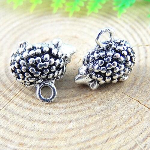 10pcs/lot Vintage Silver Color Alloy Hedgehog Necklace Pendant Charms 14*11mm Women Jewelry Making Accessories Crafts 51254