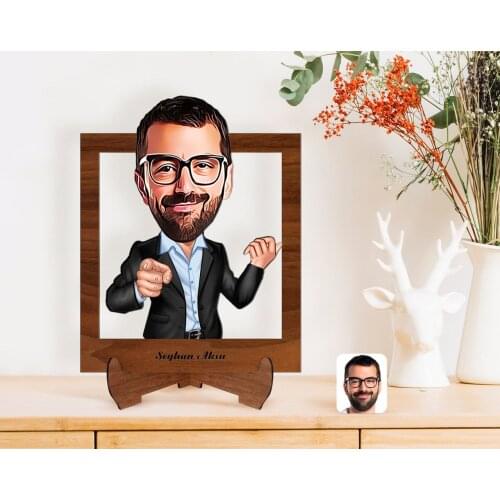 Personalized Uncle Caricature Of Wooden STANDING 3D Biblo-1