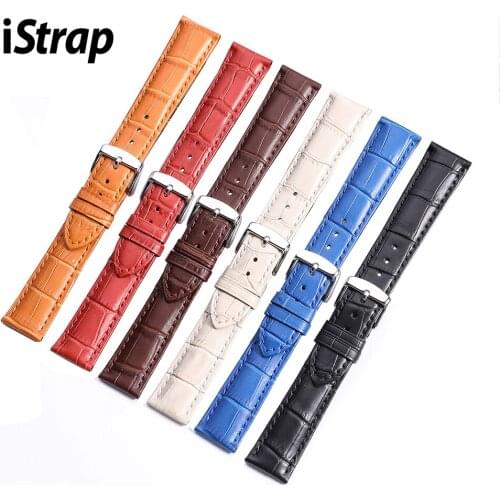 IStrap Genuine Leather Watch Band Strap for Watchband 12 13 14 15 16 18 19 20 21 22 24 mm Watch Wristband Bracelet