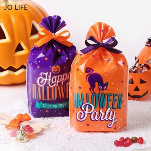 JO LIFE 50PCS/SET Halloween Christmas Gift Bags Cute Pumpkin Candy Bags Kids Birthday Packaging Bags