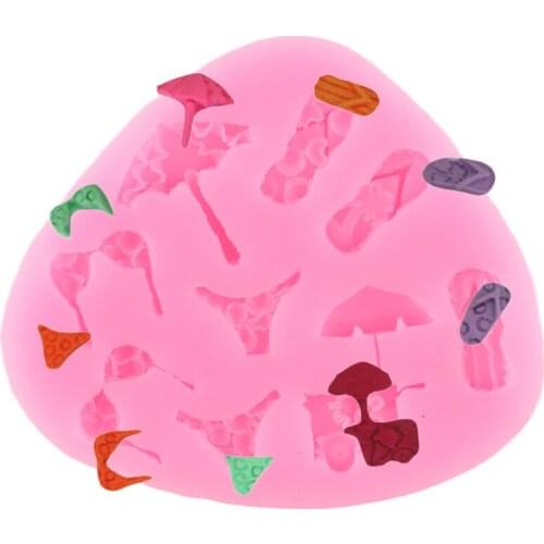 Slippers Sun Umbrella Beach Series Silicone Mold DIY Party Candy Clay Chocolate Mould Cake Border Fondant Cake Decorating Tools