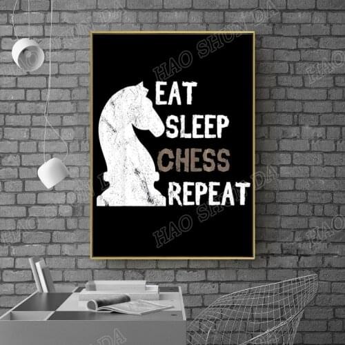 Eat Sleep Chess Repeat Knight Vintage Wall Art hd Print canvas Poster painting Home Decor frame artwork