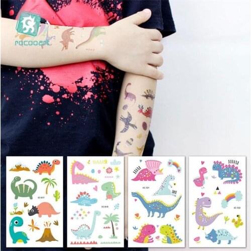 Cute Dinosaur Design Water Transfer Waterproof Temporary Tattoos Stickers For Kids Girl Children Gift Fake Tattoo