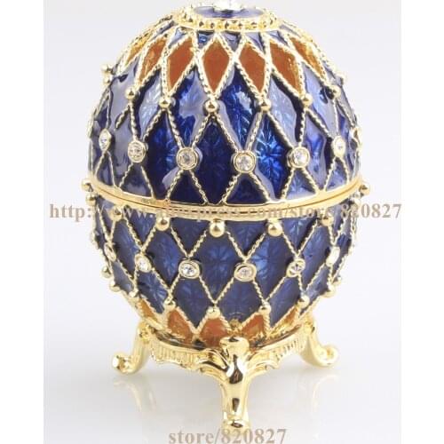 Faberge Egg Crystals Jewellery Jewelry Trinket Ring Gift Box Crystal Russia Eggs Souvenir Figurine Home Decoration Holiday Egg