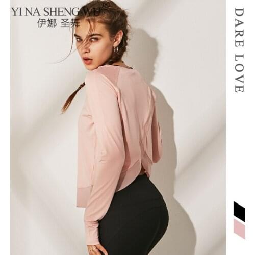 O neck Long Sleeve Mesh Yoga Shirt Women Back Split Cross Wrap Fitness T Shirts with Thumb Holes Workout Tops Woman Sportswear