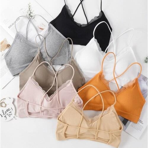 Bralette Fitness Lace Thin Shoulder Strap Underwear Women Anti-light Shockproof Push Up Bra