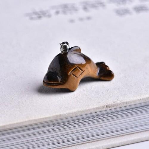 1PC Delicate Natural Crystal Rock Love Dolphin Guardian Gemstone Fashion Pendant DIY Jewelry Couple Decoration Trend Gift