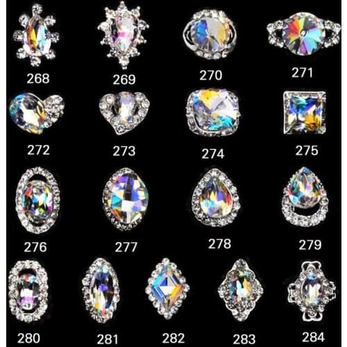 10pcs/lot Japan trending style luxury charms 3d alloy AB crystal nail art wedding decorations rhinestones for nails accessoires
