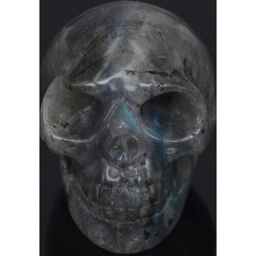 2"Natural Flash Labradorite Skull Stone Carved Chakra Healing Reiki Feng Shui Skull Decorative Crafts, Minerals
