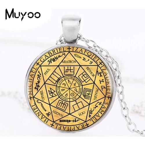 2017 Seals Of The Seven Archangels Pendant Choker Statement Round Necklace For Women Dress Accessories Glass Photo Jewerly HZ1