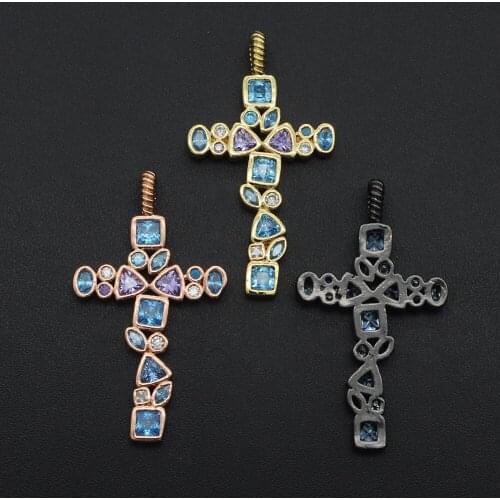33x18mm 100% CZ Zircon DIY Jewelry Luxury Cross Charm Pendant Wholesale Jewellery Accessories Necklace Making Charms