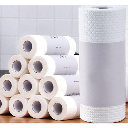 50pcs/roll Lazy Rag Disposable Cleaning Cloth Non-woven Dish Cloth Absorbent Paper Towel Kitchen Cleaning Supplies Rags