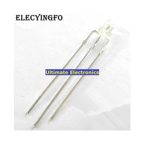 500pcs Common Cathode/Anode 3MM LED clear two color red and blue 3Pin round top