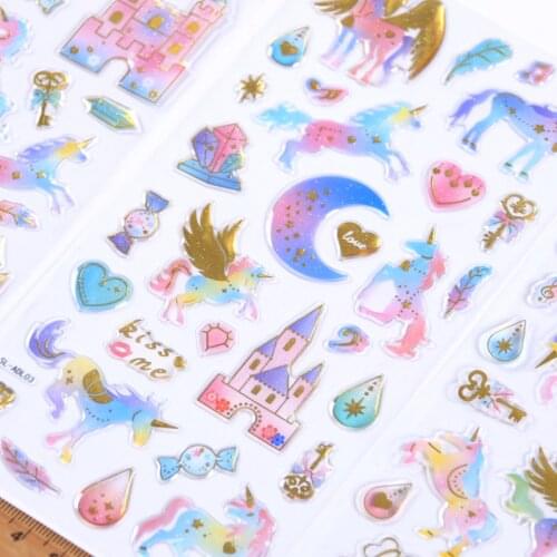 Bronzing Glue Stickers Dream Unicorn Pegasus Crystal Stickers DIY Mobile Phone Shell Decoration Stickers Cartoon Stickers Label