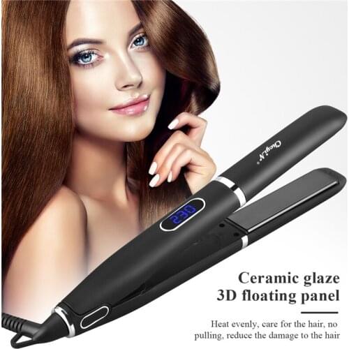 CkeyiN Advanced Ceramic Hair Straightener Flat Irons Curler 3D Floating Plate Temperature Adjustment Quick Heat LCD Styling Tool