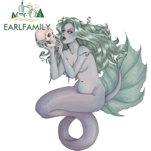 EARLFAMILY 13cm x 11cm for Dangerous Mermaid Camper Truck Decal 3D Occlusion Scratch 3D Funny Car Stickers Waterproof Decoration