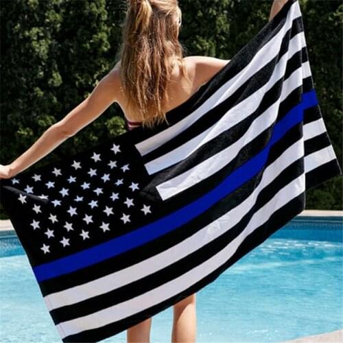 90*150cm USA Police Flags Thin American National Banner White And Blue Stars Printed Strip with Brass Grommets PC885857