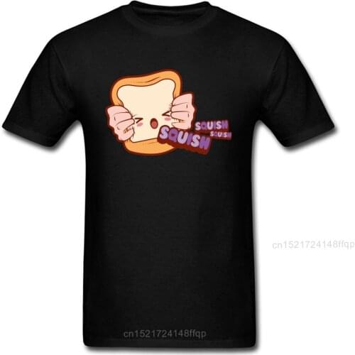 Sir Squish A Lot T-shirt Fun T Shirt Men Black Tshirt Bread Print Tops Cartoon Tees Cotton Fitted Clothes Funny Birthday Gift