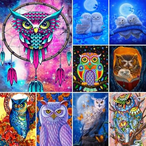 5D DIY Owl Diamond Painting Rhinestone Picture Full Square Full Diamond Embroidery Mosaic Gift Home Decoration Cross Stitch Kit