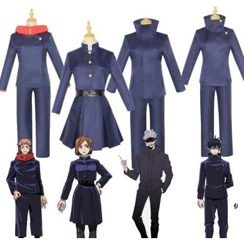 Anime Jujutsu Kaisen Cosplay Costume Kugisaki Nobara Wig Waist Bag Dress Gojo Satoru Itadori Yuji Uniform Full Set