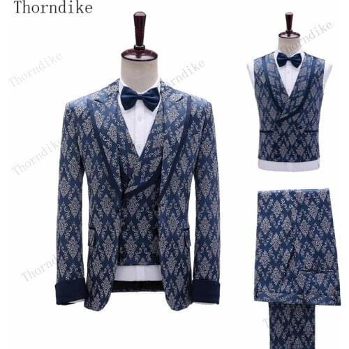 Thorndike 2021 Tuxedos Costume Homme Mariage Mens Suits Peaked Lapel Groom Wear 3 Pieces Jacket+Vest+Pants Custom Made Blazers