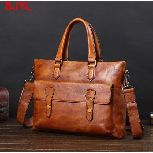 Leather Handbag Mens Bag Casual Shoulder Messenger Bag Business Briefcase Document Computer Bag Korean Fashion Leather Bags Men