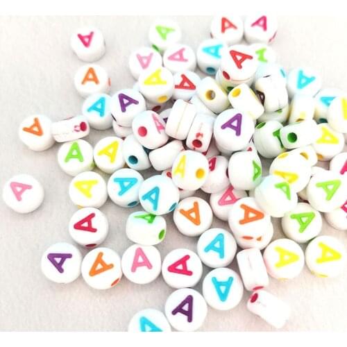 100pcs/lot Colorful A-Z Alphabet Letter 4x7mm Round Acrylic Spacer Beads For Bracelet Necklace Jewelry Making DIY Accessories