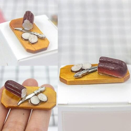 Dollhouse Food Scene Mini Vegetable Eggplant Cutting Board Model Toy DIY Crafts