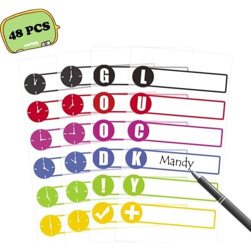 Labelife 4 sheets of 48pcs Baby Bottle Labels for Daycare,School, Waterproof Write-On, Self-Laminating Name Labels,Sticker