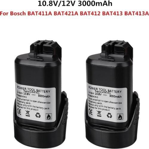 3000mAh10.8V -12V Li-ion BAT411 Rechargeable Battery for BOSCH BAT412A BAT413A D-70745GOP 2607336013 2607336014 PS20-2 PS40-2