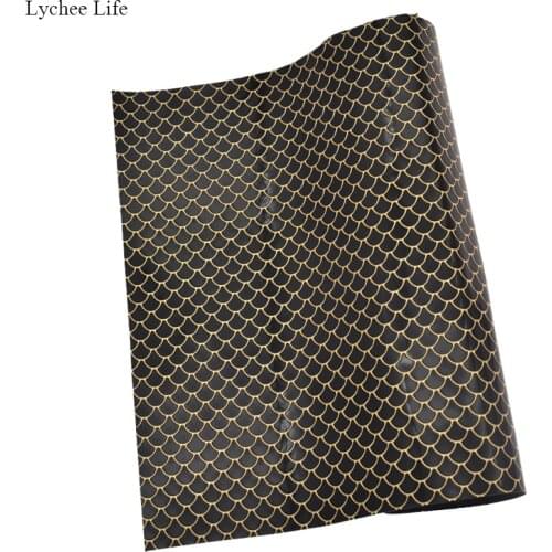Lychee Life A4 Scale Synthetic Leather Fish Scales PU Fake Leather Fabric Synthetic Leather DIY Material For Handbag Garments