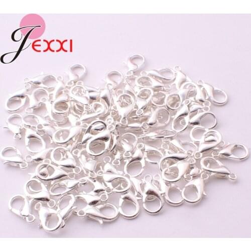 Wholesale 100PCS Bulk Jewelry Findings Genuine 925 Sterling Silver Lobster Clasp 925 Stamped Fittings Connector Components