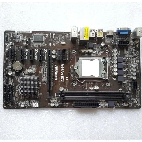 Original used H61 mining board FOR ASRock H61 Pro BTC LGA 1155 DDR3 6 * PCI-E ATX(alternative for TP61A H61B P61S2 )